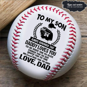 Dad To My Son with a meaningful message printed on the ball Baseball which helps it last forever