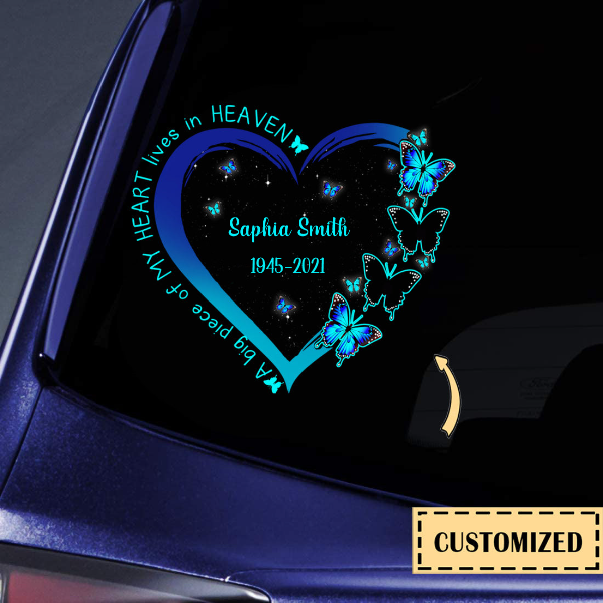 Personalized A Big Piece Of My Heart Lives In Heaven Memorial decal