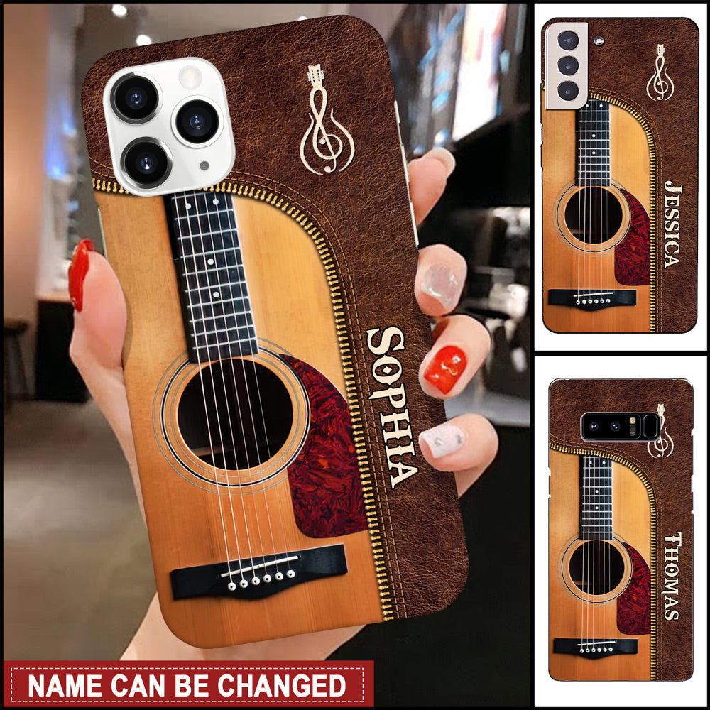 Love Guitar Classic Custom Name, Gift For Guitar Lovers Personalized Silicone Phone Case