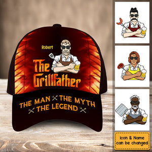 Personalized BBQ The Grillfather Dad Cap