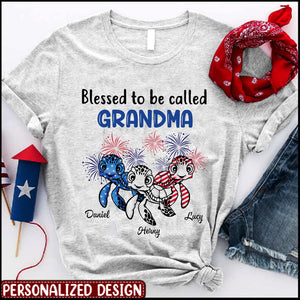 Personalized USA July 4th Grandma Mom Turtle T-Shirt