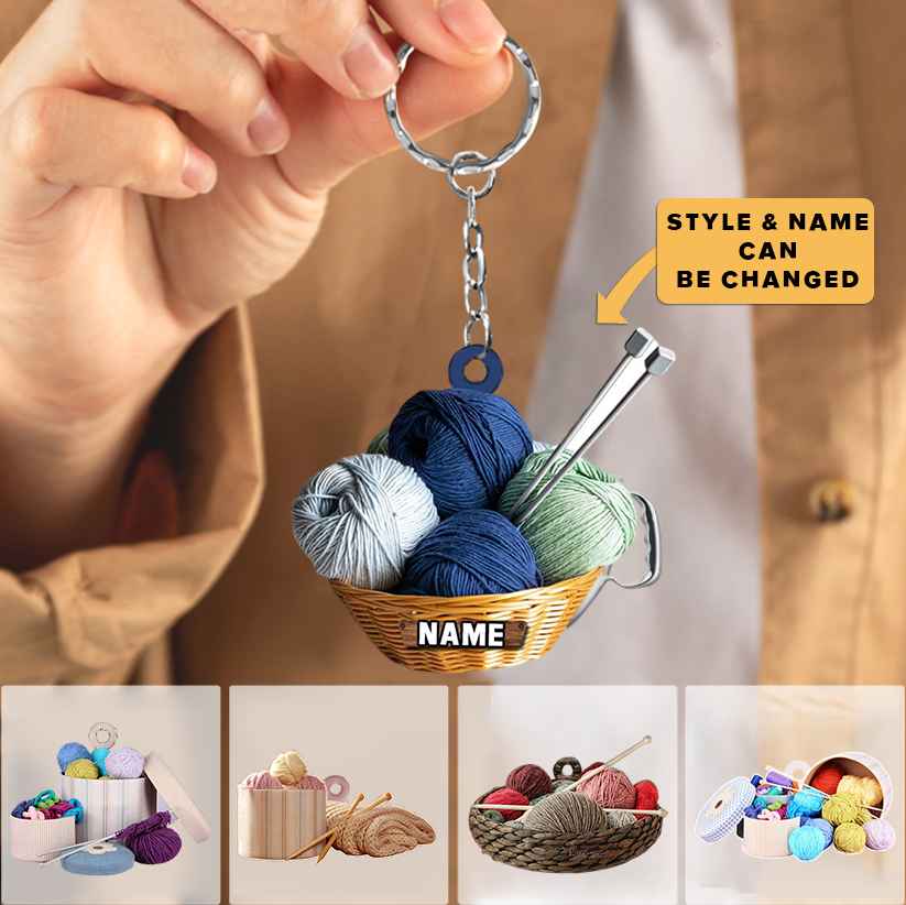 Personalized Knitting Acrylic Keychain - Gift for Knitter