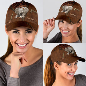 Personalized Cute Elephant Daisy Unisex Cap