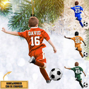 Custom Personalized Football/Soccer Boy Acrylic Christmas Ornament, Gift For Football/Soccer Lovers
