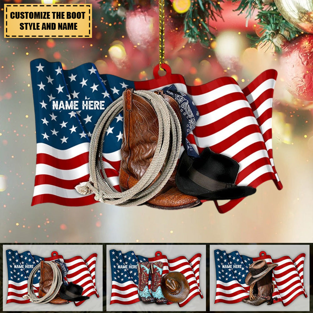 American Cowgirl/Cowboy Boots And Hat Personalized Ornament