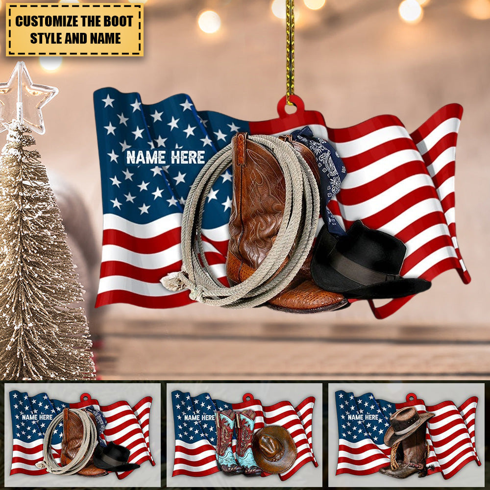 American Cowgirl/Cowboy Boots And Hat Personalized Ornament