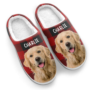 Custom Photo Happiness Is Warm - Personalized Custom Fluffy Slippers