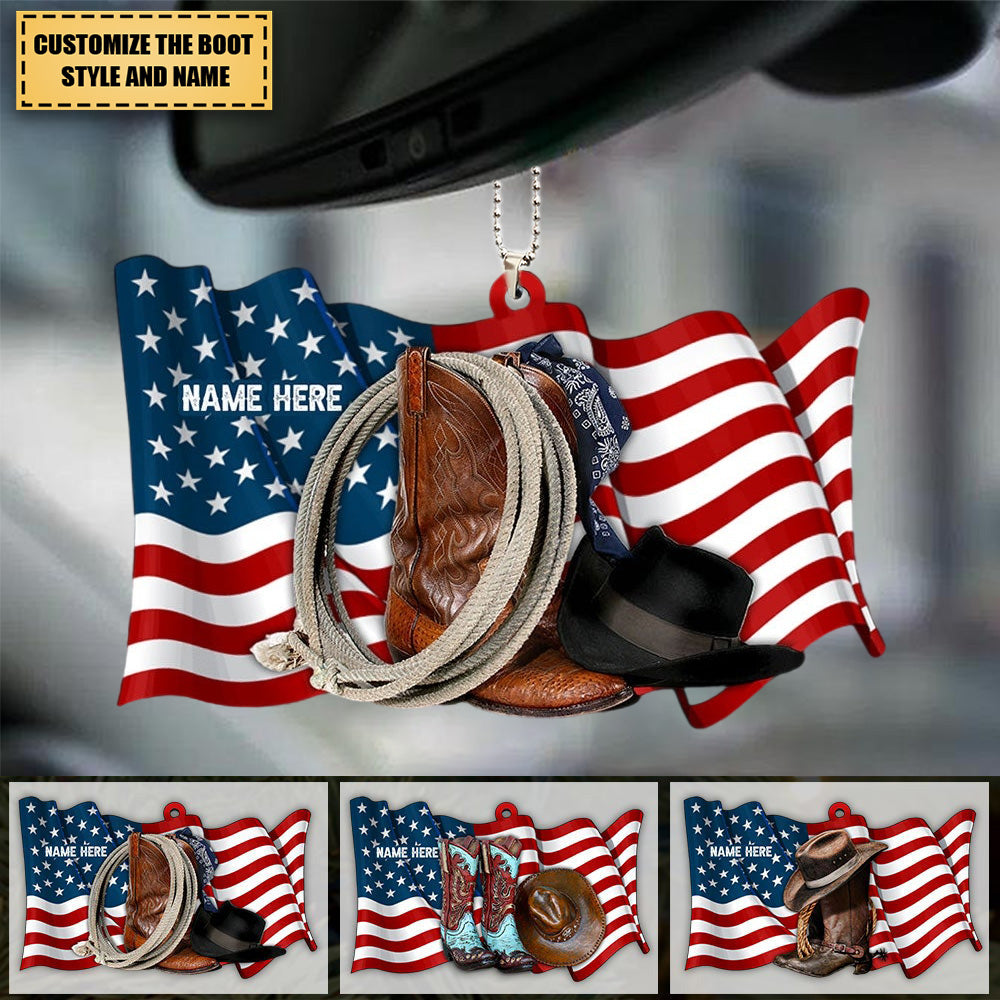 American Cowgirl/Cowboy Boots And Hat Personalized Ornament