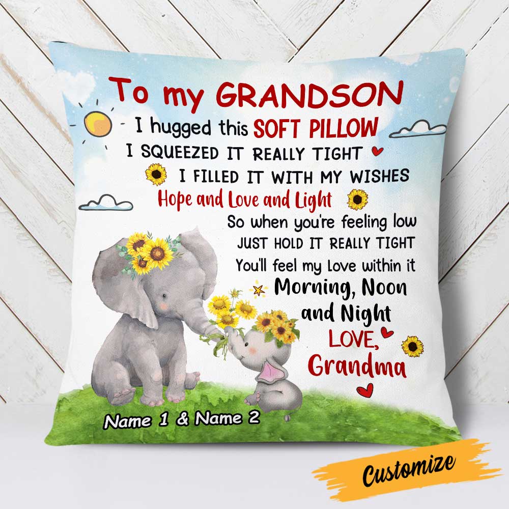 Personalized Elephant Mom Grandma To Daughter Granddaughter Son Grandson Hug This Pillow DB243 95O23