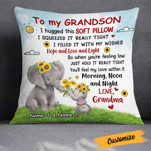 Personalized Elephant Mom Grandma To Daughter Granddaughter Son Grandson Hug This Pillow DB243 95O23