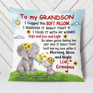 Personalized Elephant Mom Grandma To Daughter Granddaughter Son Grandson Hug This Pillow DB243 95O23