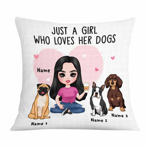 Personalized Just A Girl Who Loves Her Dog Icon Dog Mom Pillow DB245 85O58