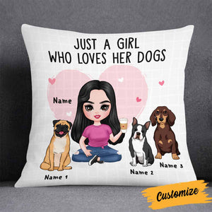 Personalized Just A Girl Who Loves Her Dog Icon Dog Mom Pillow DB245 85O58