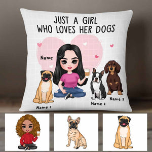 Personalized Just A Girl Who Loves Her Dog Icon Dog Mom Pillow DB245 85O58