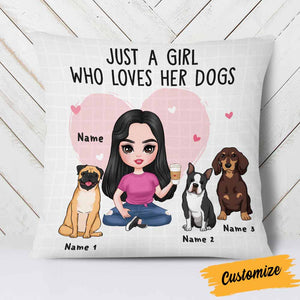 Personalized Just A Girl Who Loves Her Dog Icon Dog Mom Pillow DB245 85O58