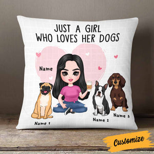 Personalized Just A Girl Who Loves Her Dog Icon Dog Mom Pillow DB245 85O58