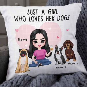 Personalized Just A Girl Who Loves Her Dog Icon Dog Mom Pillow DB245 85O58