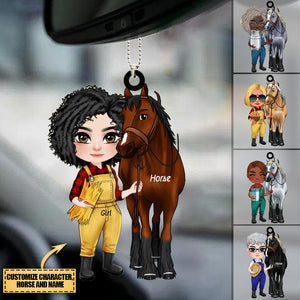 Personalized Horse Girl Acrylic Car hanging Ornament