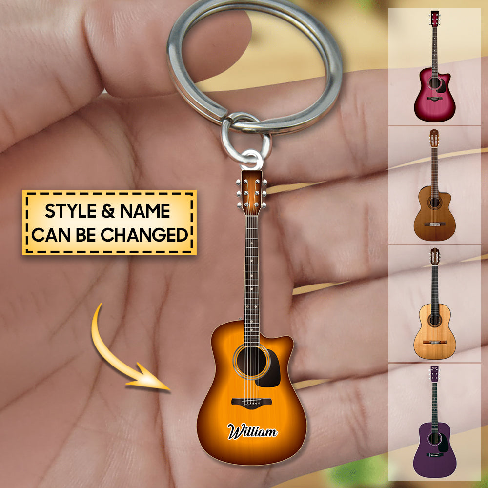 Personalized Guitar Acrylic Keychain-Great Gift Idea For Guitar Lover