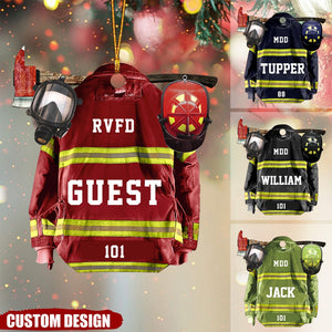 Custom Color & Name Firefighter Car/Christmas Acrylic Ornament