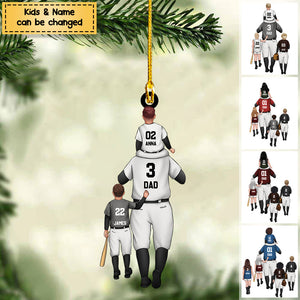 Personalized Baseball Kids & Dad Acrylic Christmas / Car Ornament
