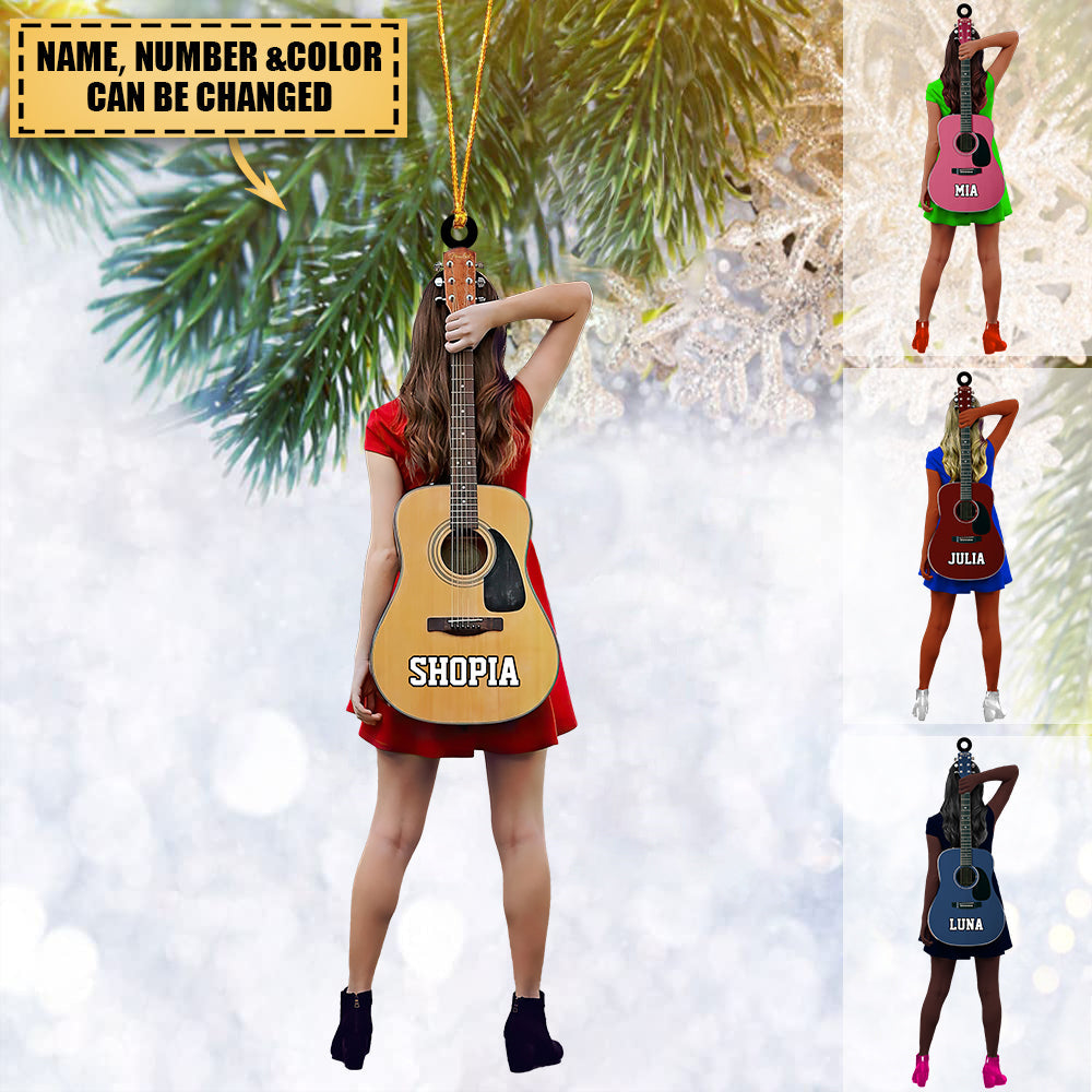 Personalized Girl Guitar Player/guitarist Acrylic Christmas Ornament-Gift For Guitar Lovers/guitarist