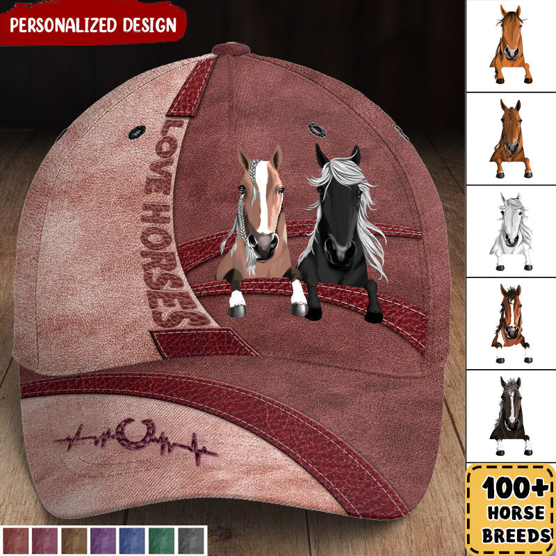 Love Horses Colorful Leather Pattern Personalized Classic Cap