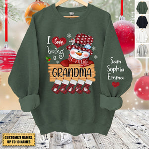 Personalized Sweatshirt - I Love Being a Grandma - Christmas Gifts Snowman Grandkids Names