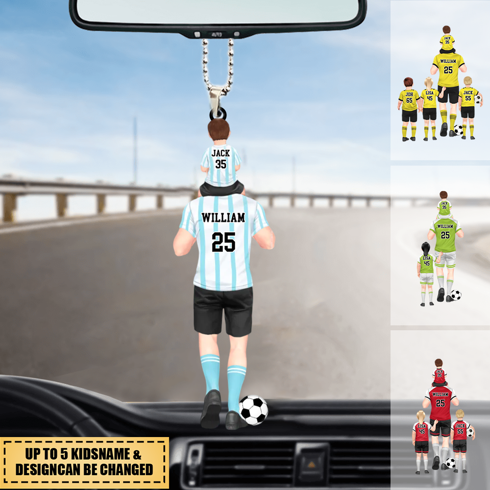 Personalized Soccer Dad/Grandpa & Kids Car Hanging Ornament（Shipping Worldwide）