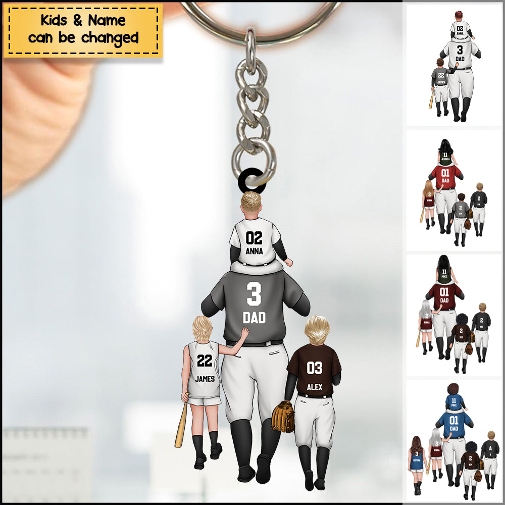 Personalized Baseball Kids & Dad Acrylic Keychain