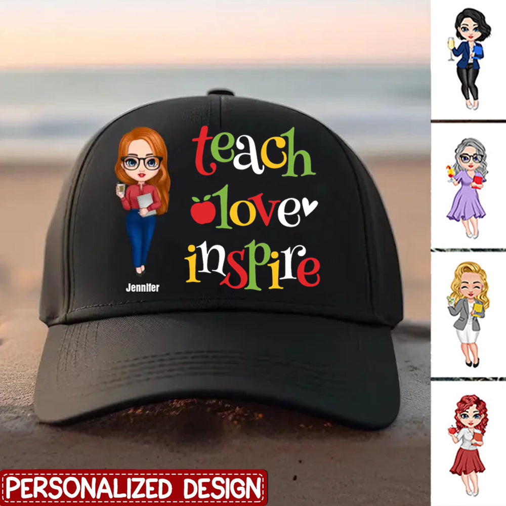 Personalized Teach Love Inspire Gift for Teachers Cap Printed