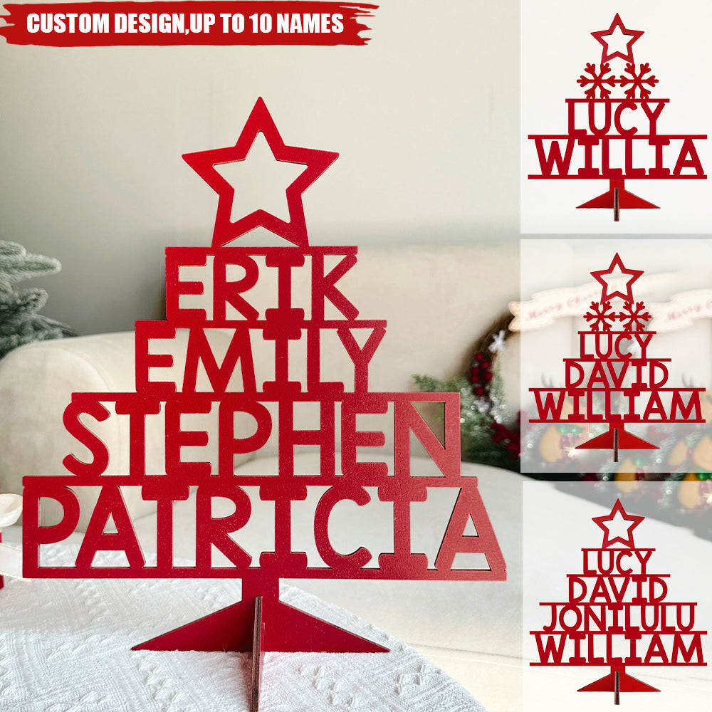 Christmas Decor Our Family - Personalized Wood Christmas Tree