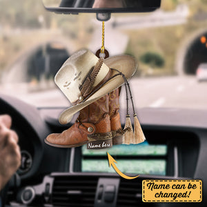 Personalized Boots And Hat Cowboy Car Hanging Ornament