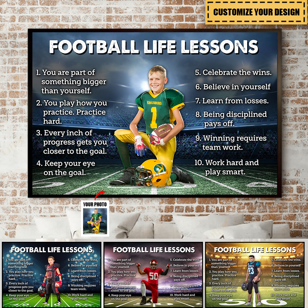 American Football Life Lessons Custom Photo Poster - Gift For American Football Player/Lover