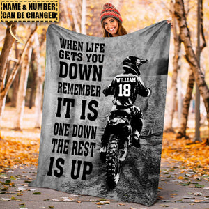 Personalized Motocross Fleece Blanket - When Life Gets You Down