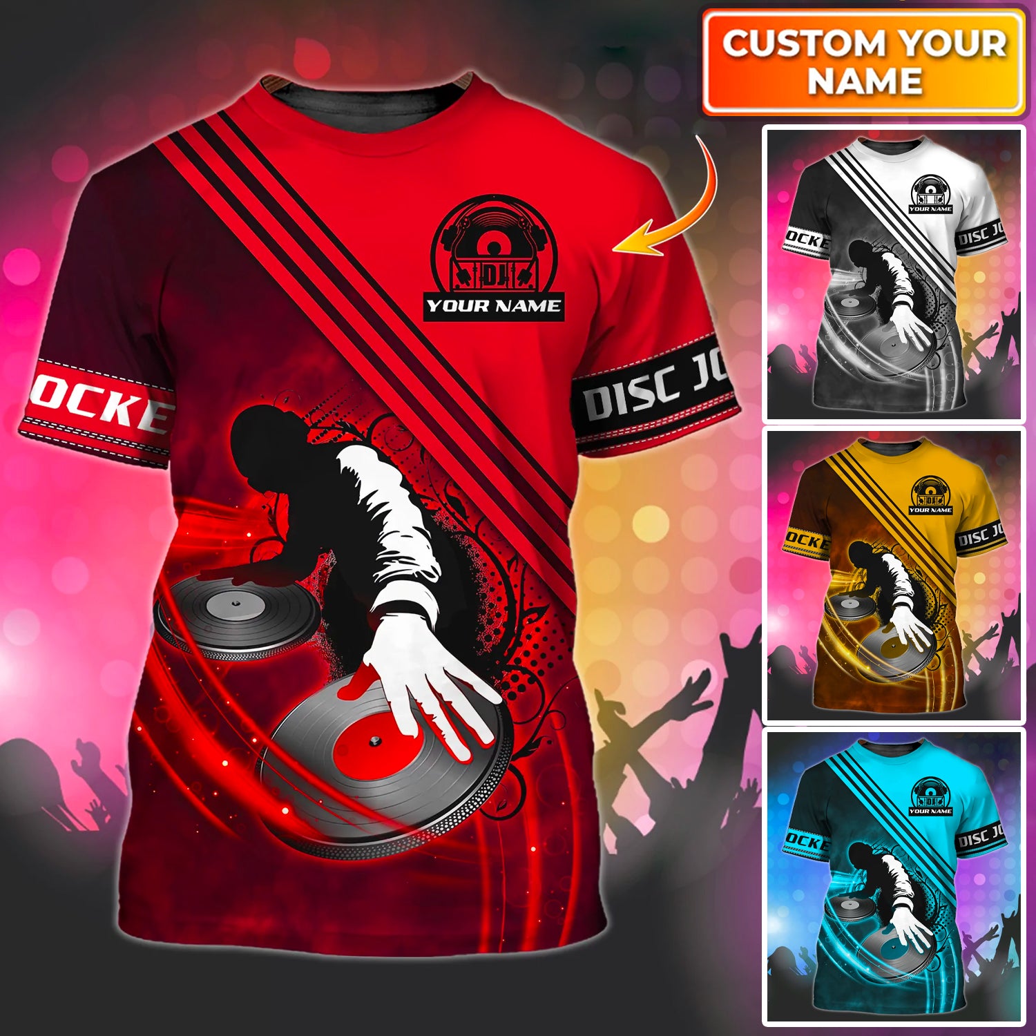 DJ - Personalized Name 3D Unisex T-shirt