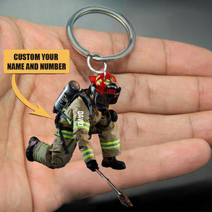 Personalized Firefighter Flat Acrylic Keychain