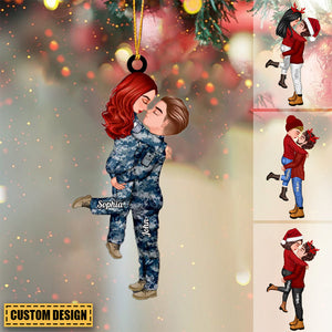 Personalized Military Couple Hugging Hanging Ornament-Merry Christmas&Happy New Year