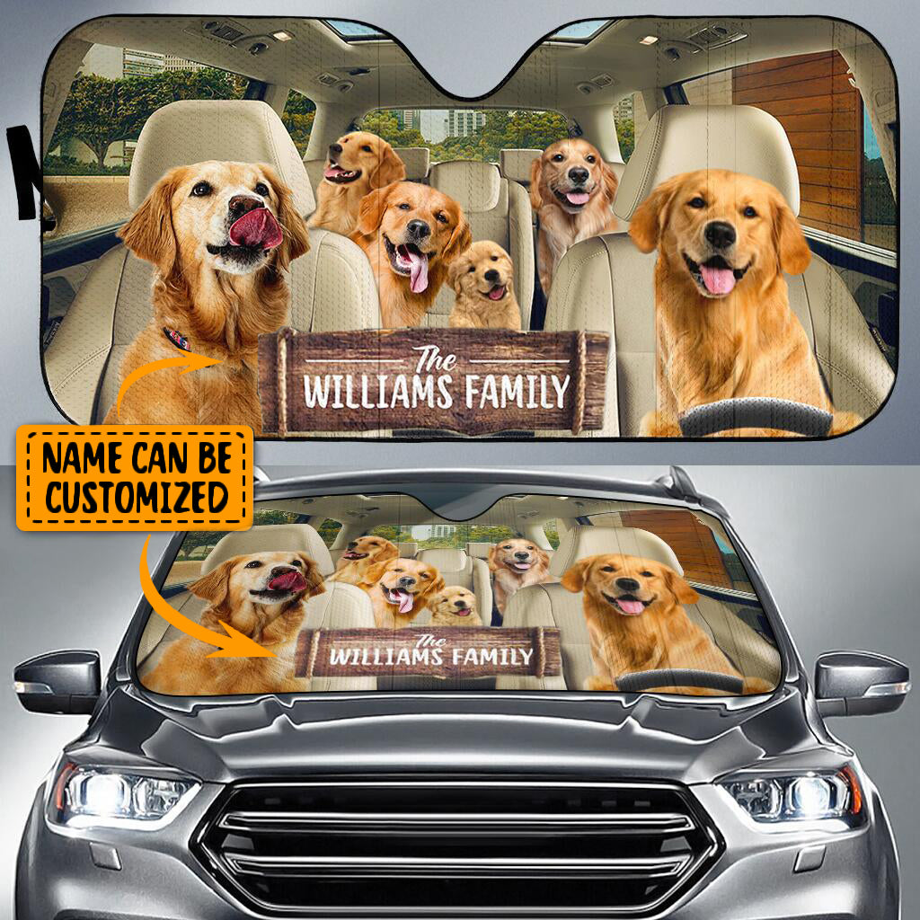 Personalized Name Golden Retriever All Over Printed 3D Sun Shade