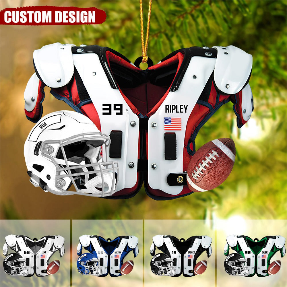 American Football Shoulder Pads And Helmet Personalized Christmas Orna