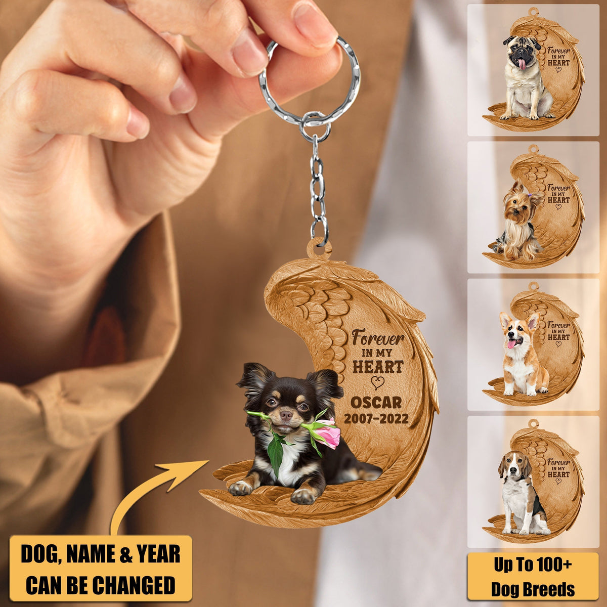 Forever In My Heart Dog Personalized Acrylic Keychain, Gift For Dog Dad Dog Mom