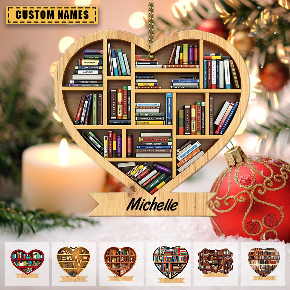 Personalized Book Lover Heart Ornament  - Prefect Gift For Books Lover