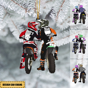 Personalized Motocross Racer Couple hanging Ornament