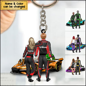 Personalized Racing Couple Acrylic Keychain - Gift For Racing Lovers, Couples