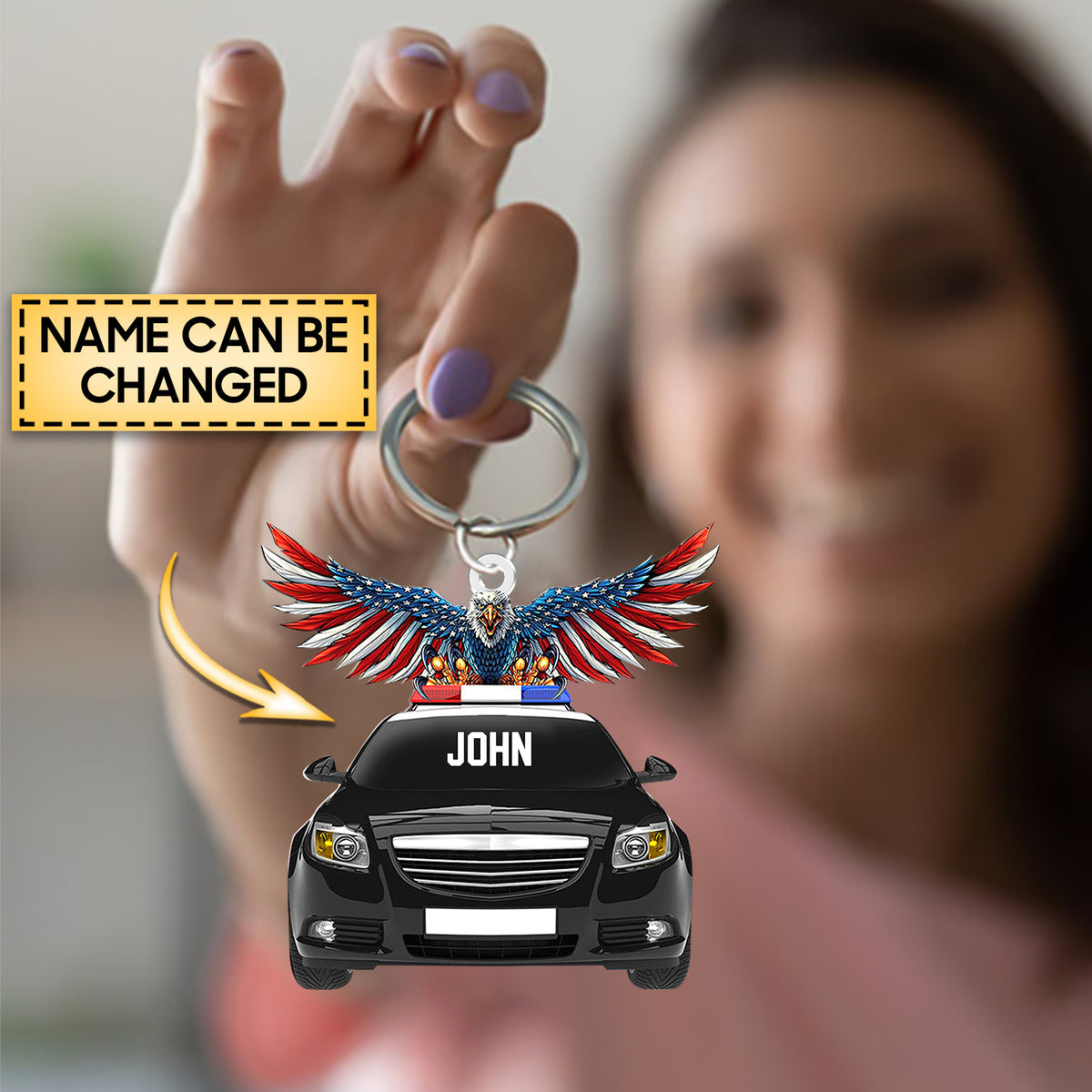 Police Car With Eagle On Top Personalized Acrylic Keychain