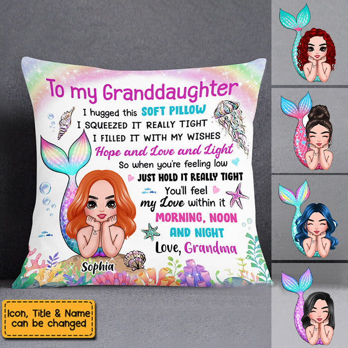 To My Granddaughter Mermaid Hug This Pillow