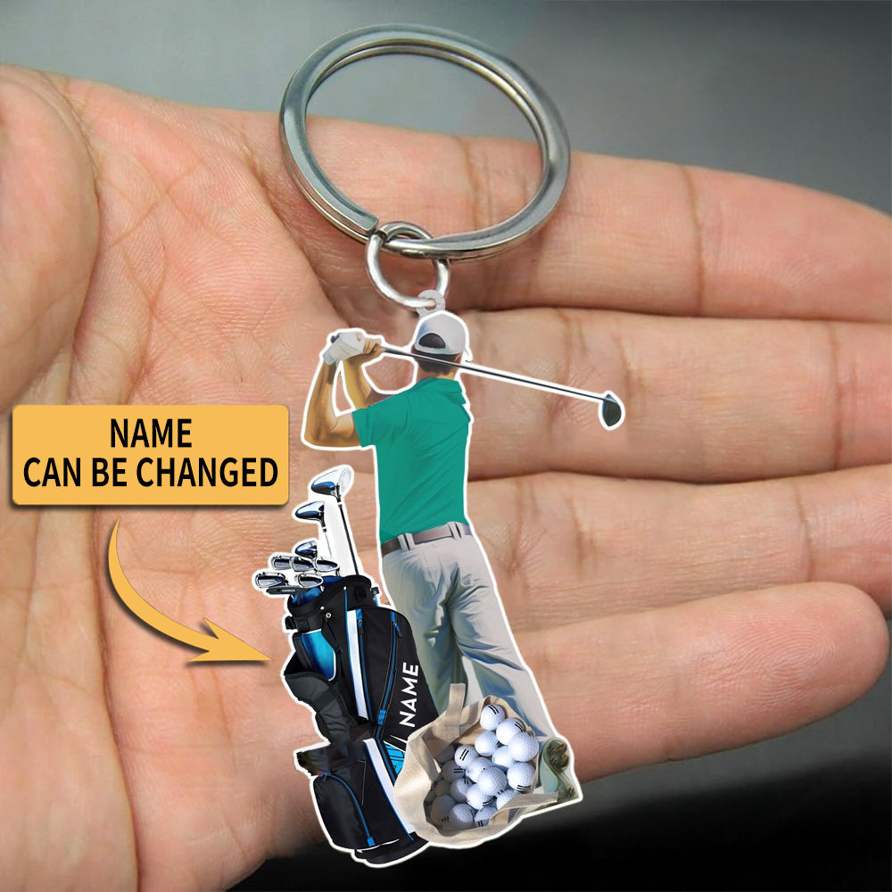 Golf Player Personalized Acrylic Keychain-Great Gift Idea For Golf Lovers