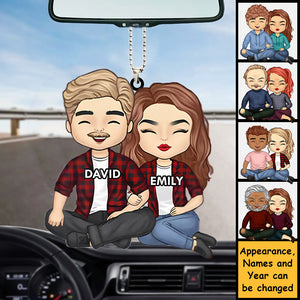 Personalized couple  Car Hanging Ornament-Gift For Couple, Husband Wife, Anniversary, Engagement, Wedding, Marriage Gift