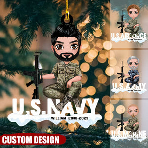 Personalized US Army Solider/Veteran Custom Name Acrylic Ornament