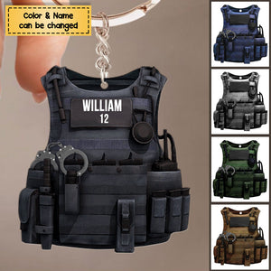 Police Bulletproof Vest, Personalized Keychain, Gift For Police Officers